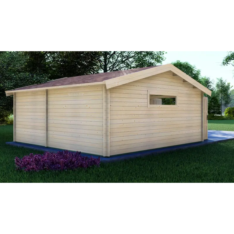 Garage in legno con ripostiglio 6x6, 44mm, retro
