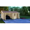 Garage in legno con ripostiglio 6x6, 44mm, vista frontale