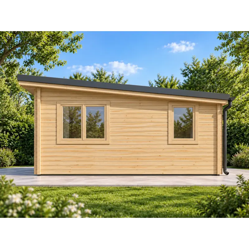 Casa in legno da giardino in pronta consegna 5x5, 44mm, lato destro