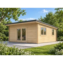 Casa in legno da giardino in pronta consegna 5x5, 44mm, fronte lato destro