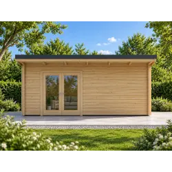 Casa in legno da giardino in pronta consegna 5x5, 44mm, vista frontale
