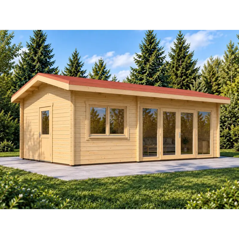 Casetta da giardino in pronta consegna 6x4, 44mm, fronte lato sinistro