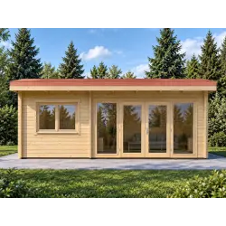 Casetta da giardino in pronta consegna 6x4, 44mm, vista frontale