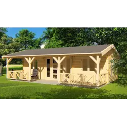 Casa in legno DALILA 9x6, 44mm, fronte lato destro