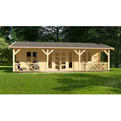 Casa in legno DALILA 9x6, 44mm, vista frontale