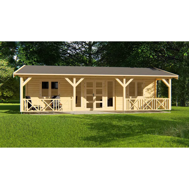 Casa in legno DALILA 9x6, 44mm, vista frontale