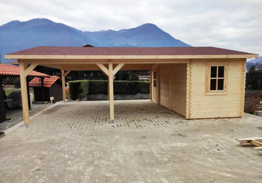 I quattro tipi di basamento per le strutture in legno Caleba: cemento, legno, piastrelle, plinti in PVC.