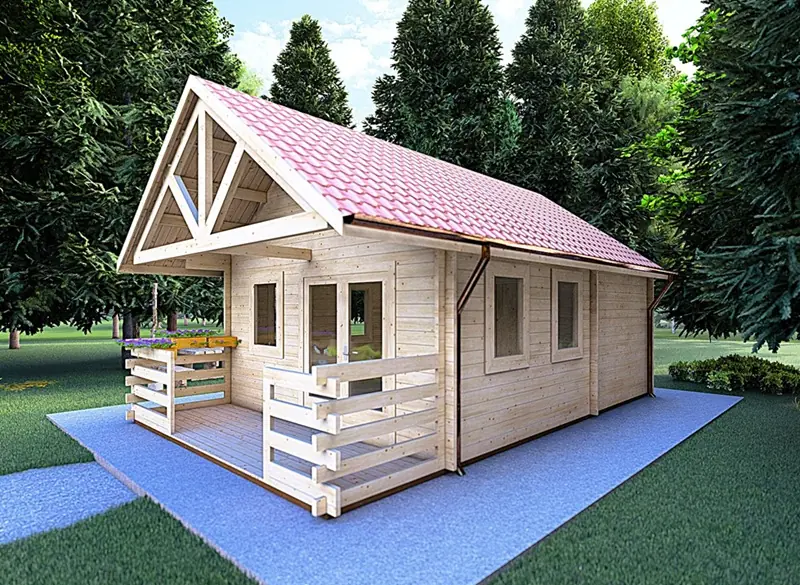 Immagine della casa mobile in legno massello Gaia, di facile installazione.