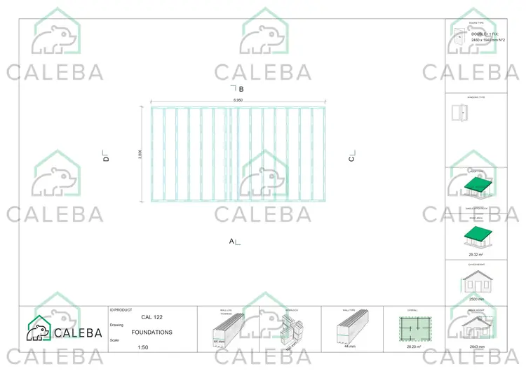 Casa in legno da giardino ERICA 28 m², piano fondazione