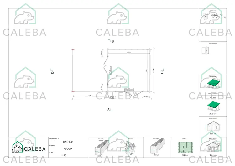 Casa in legno da giardino ERICA 28 m², planimetria