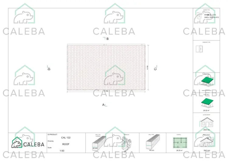 Casa in legno da giardino ERICA 28 m², pianta copertura