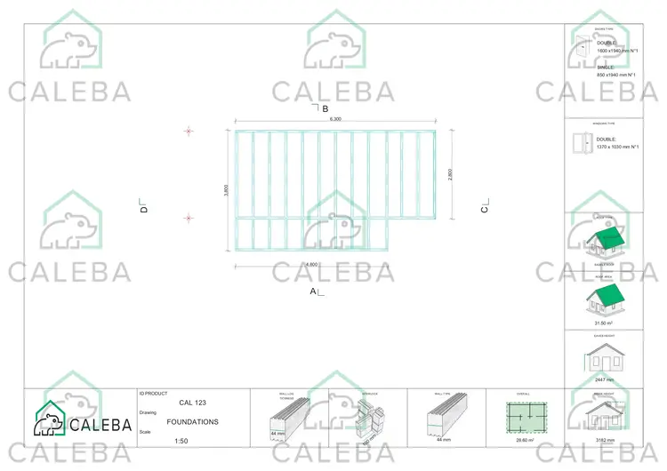 Casa in legno da giardino JASMINE 32 m², piano fondazione