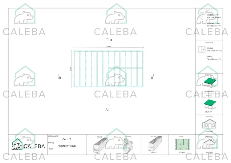 Casetta da giardino AFRODITE 22 m², piano fondazione