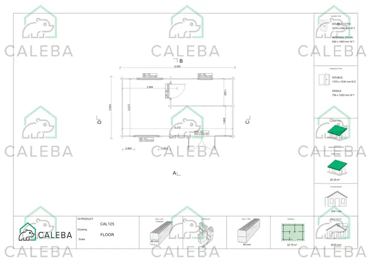 Casetta da giardino AFRODITE 22 m², planimetria