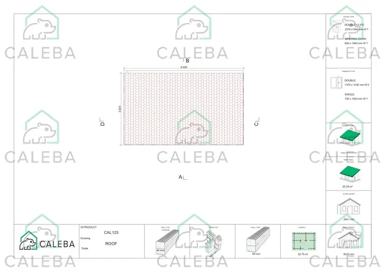 Casetta da giardino AFRODITE 22 m², pianta copertura