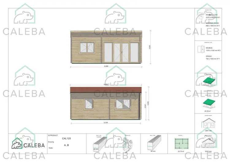 Casetta da giardino AFRODITE 22 m², lati A/B