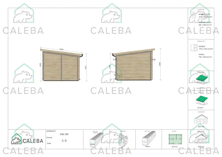 Casetta da giardino AFRODITE 22 m², lati C/D