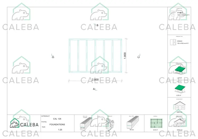 Casa in legno da giardino OLGA 6 m², piano fondazione