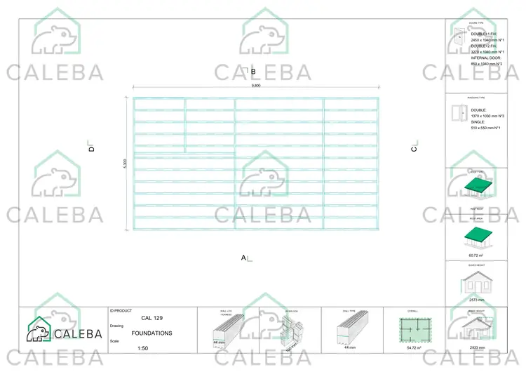 Casa in legno CLOTILDE 55 m², piano fondazione