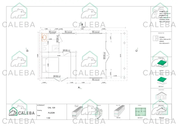 Casa in legno CLOTILDE 55 m², planimetria