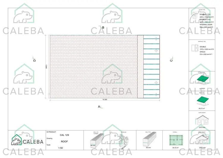 Casa in legno CLOTILDE 55 m², pianta copertura