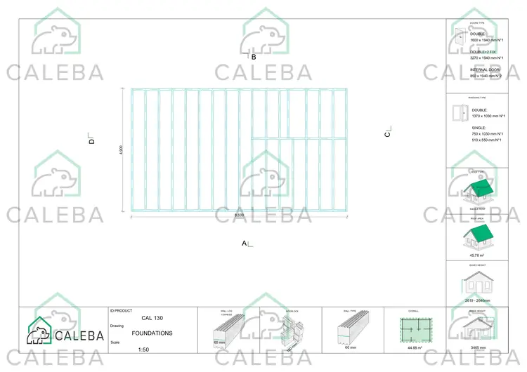 Casa di legno IRENE 42.14 m², piano fondazione