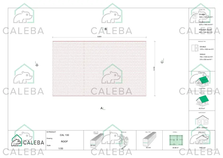 Casa di legno IRENE 42.14 m², pianta copetura