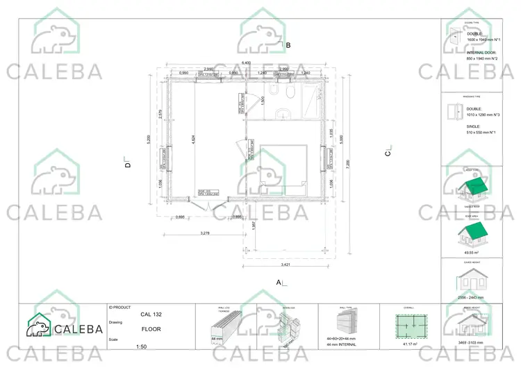 Casa coibentata in legno BIANCA 41.68 m², planimetria