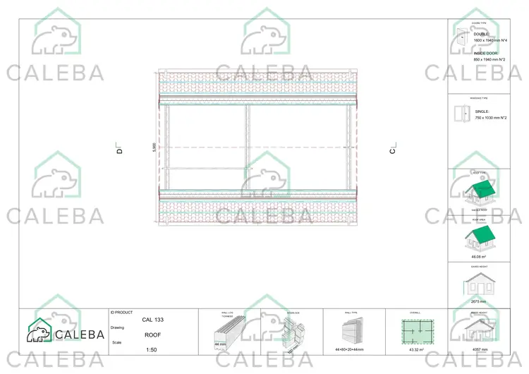 Casa coibentata SILVIA 40.07 m², pianta copertura
