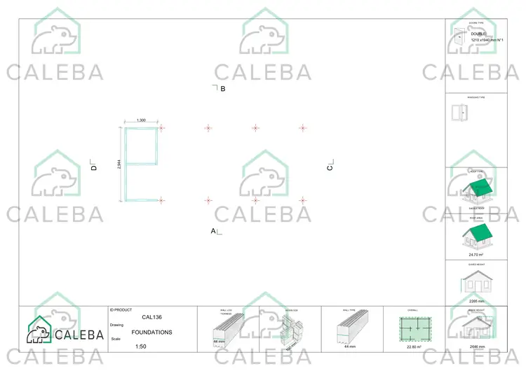 Tettoia con ripostiglio e legnaia 24.69 m², piano fondazione