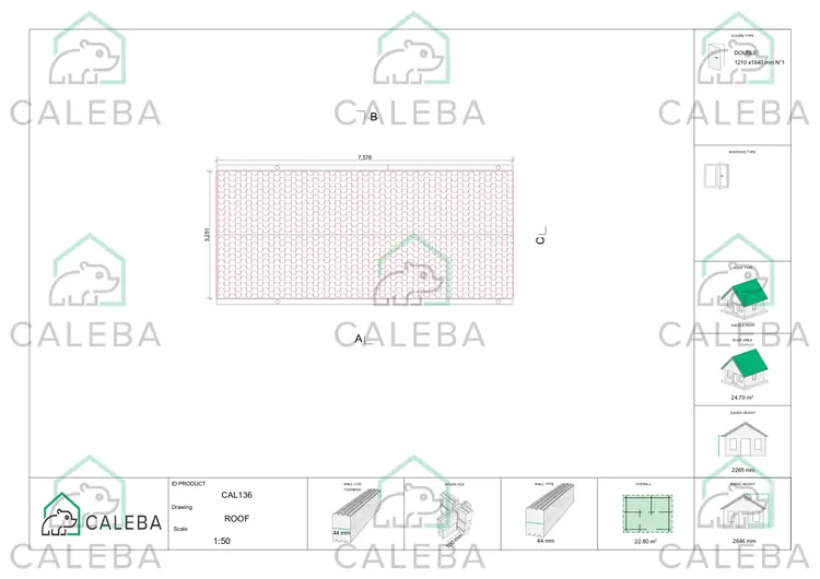 Tettoia con ripostiglio e legnaia 24.69 m², pianta copertura