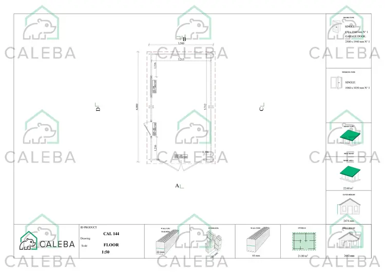 Garage di legno 21 m², planimetria