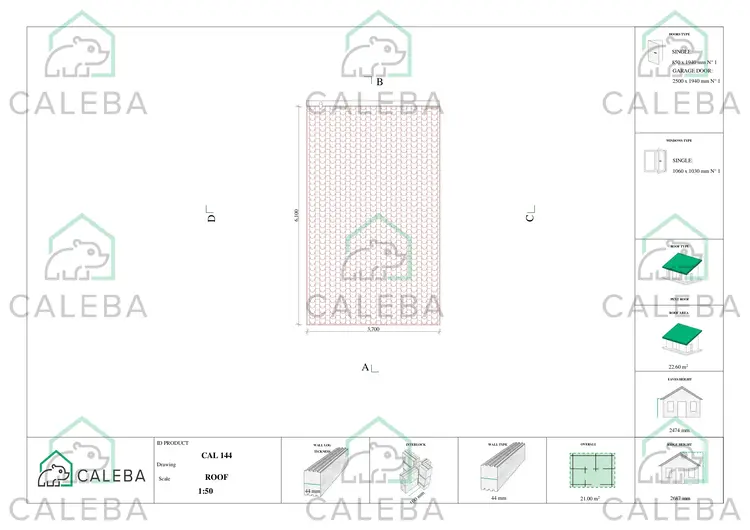 Garage di legno 21 m², pianta copertura