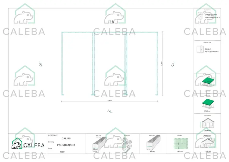 Garage in legno TRE POSTI 54 m², piano fondazione