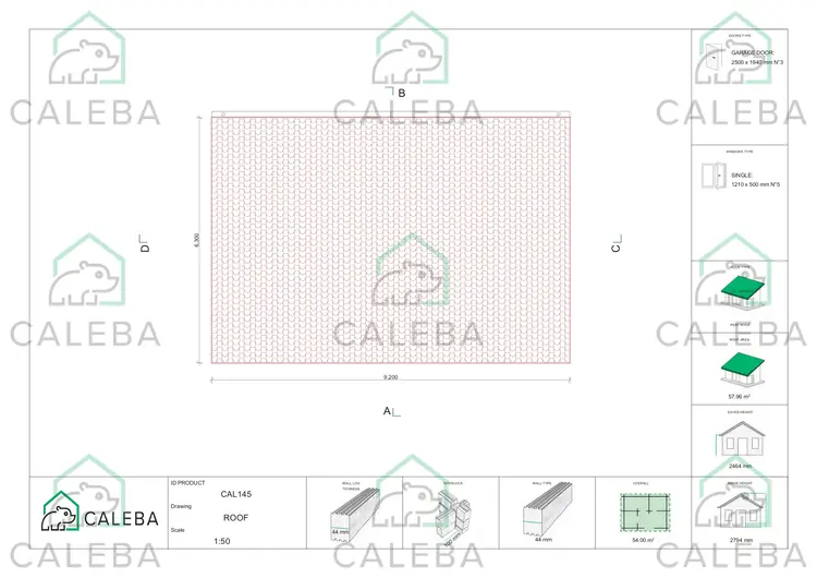 Garage in legno TRE POSTI 54 m², pianta copertura