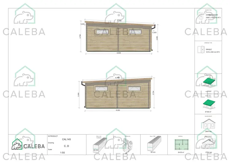 Garage in legno TRE POSTI 54 m², lati C/D