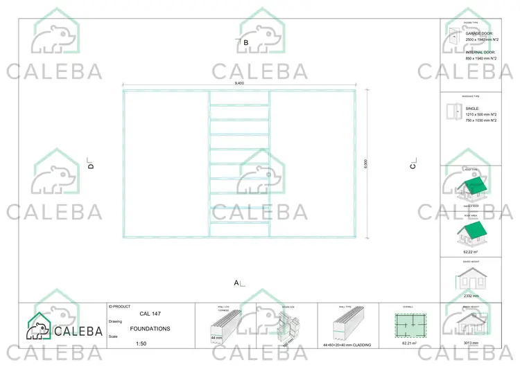 Garage in legno doppio indipendente con ripostiglio personale 61.44 m², piano fondazione