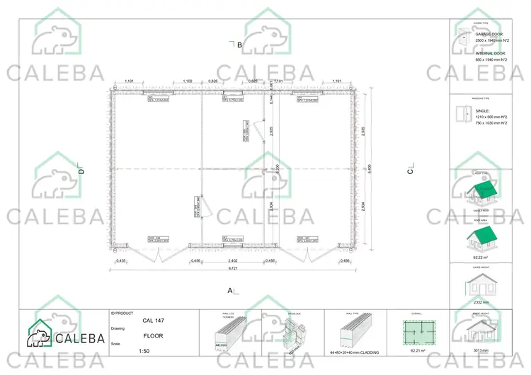 Garage in legno doppio indipendente con ripostiglio personale 61.44 m², planimetria