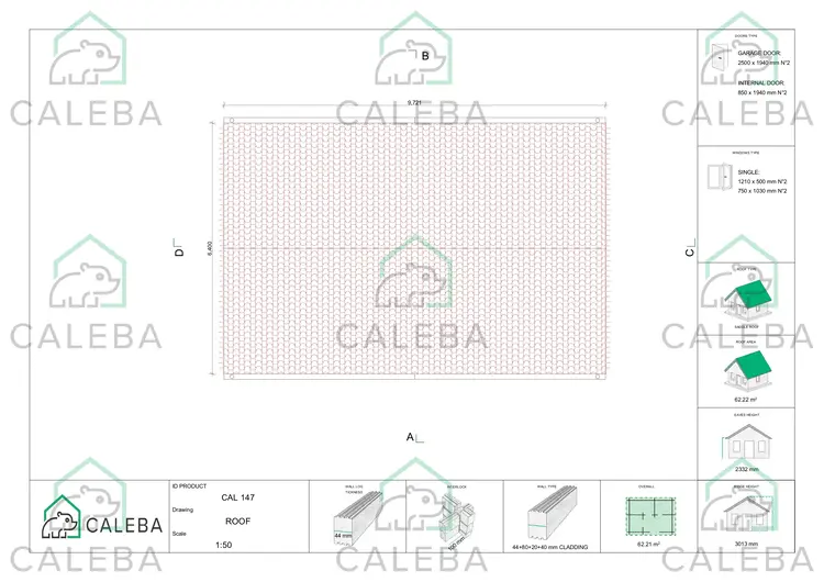 Garage in legno doppio indipendente con ripostiglio personale 61.44 m², pianta copertura