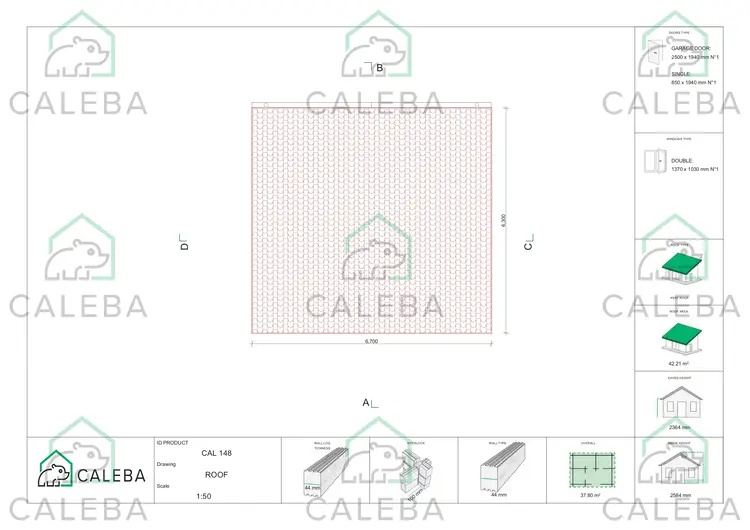 Garage in legno con tettoia 37.80 m², pianta copertura