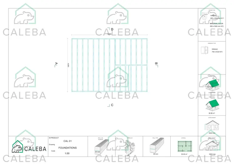 Casa di legno Dalia 35 m², piano fondazione