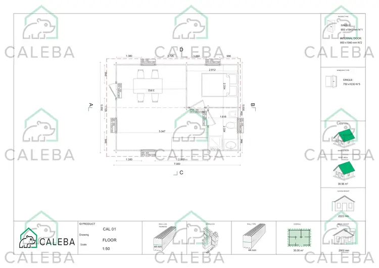 Casa di legno Dalia 35 m², planimetria