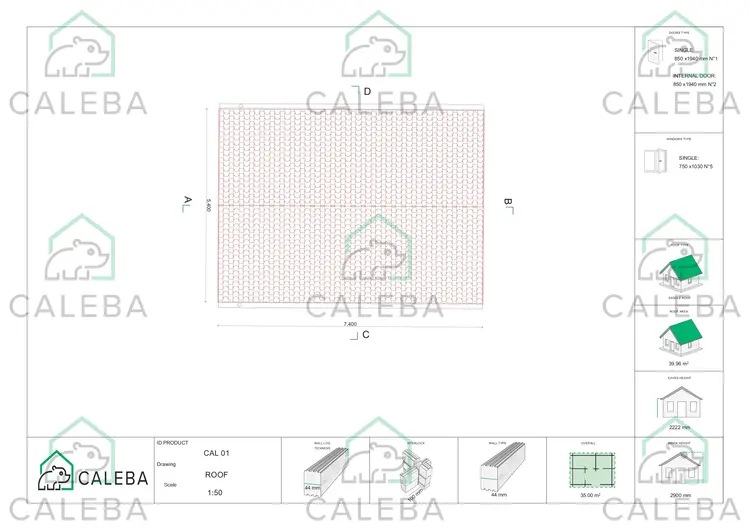 Casa di legno Dalia 35 m², pianta copertura