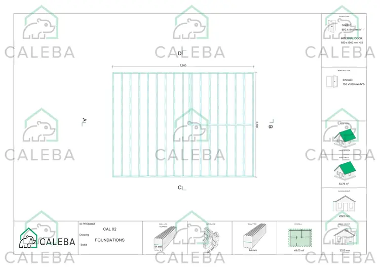 Casa in legno DALIA 48 m², piano fondazione