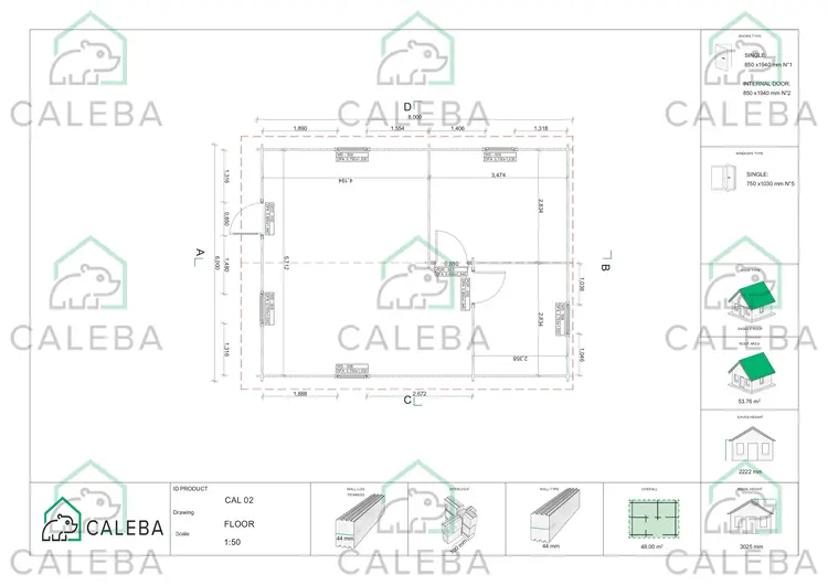 Casa in legno DALIA 48 m², planimetria