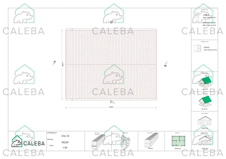 Casa in legno DALIA 48 m², pianta copertura