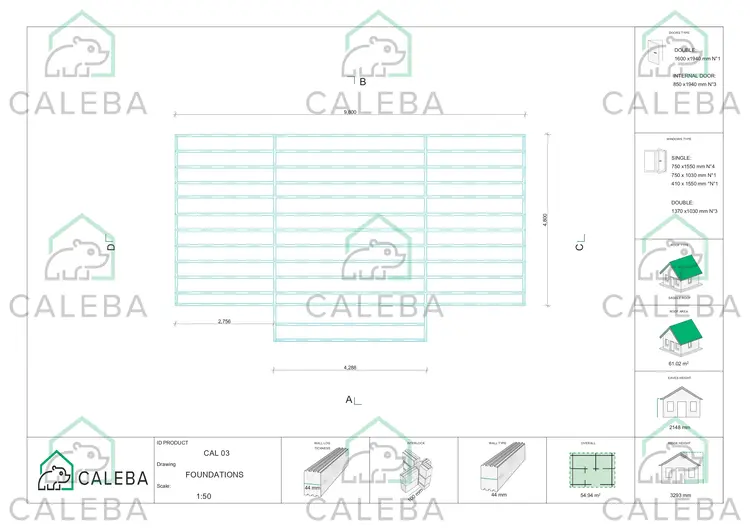 Casa di legno NOEMI 60 m², piano fondazione