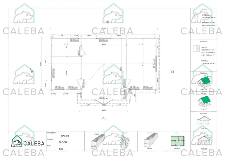 Casa di legno NOEMI 60 m², planimetria