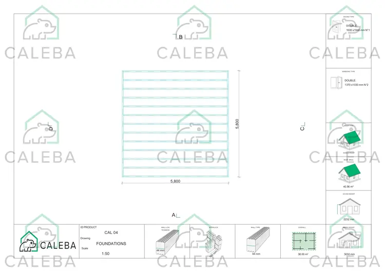 Casa in legno LELLA 36 m², piano fondazione