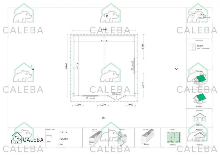 Casa in legno LELLA 36 m², planimetria